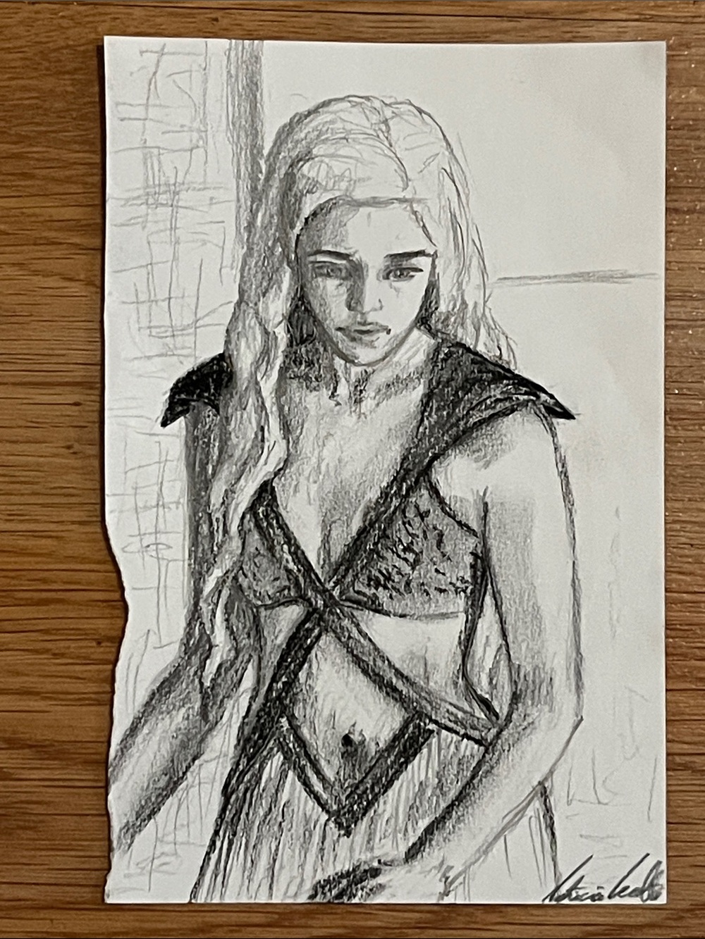 Hand-Drawn Charcoal and Pencil Portrait in Black and White